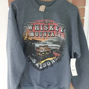George Whiskey Mountain Saloon Crewneck Sweater - Charcoal